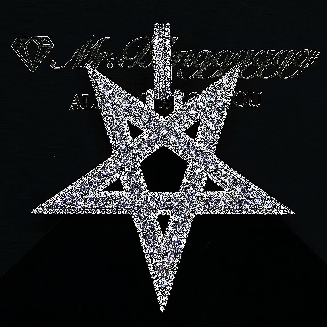 Mr.Blingggggg European and American hip-hop jewelry brand CARTI same style solid full diamond reverse pentagram pendant