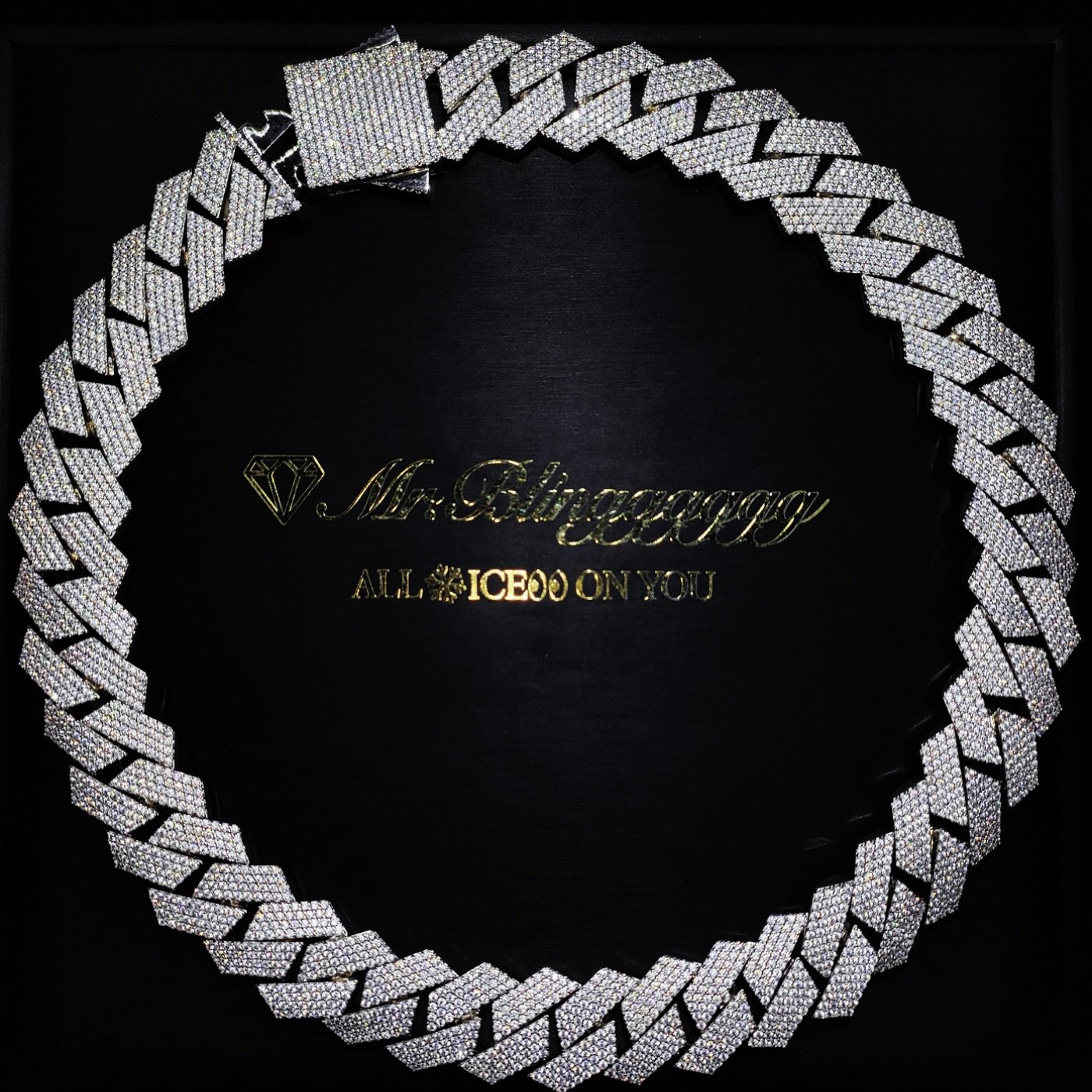 Mr.Blingggggg European and American hip-hop jewelry 20mm full diamond four-row diamond inlaid Miami rhombus Cuban chain