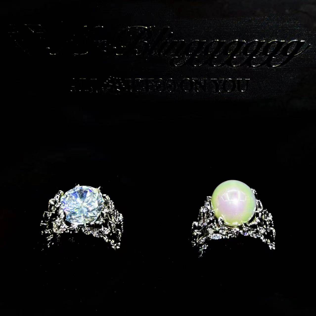 Mr.Blingggggg European and American hip-hop jewelry A$AP Rocky style vine pearl dove egg ring