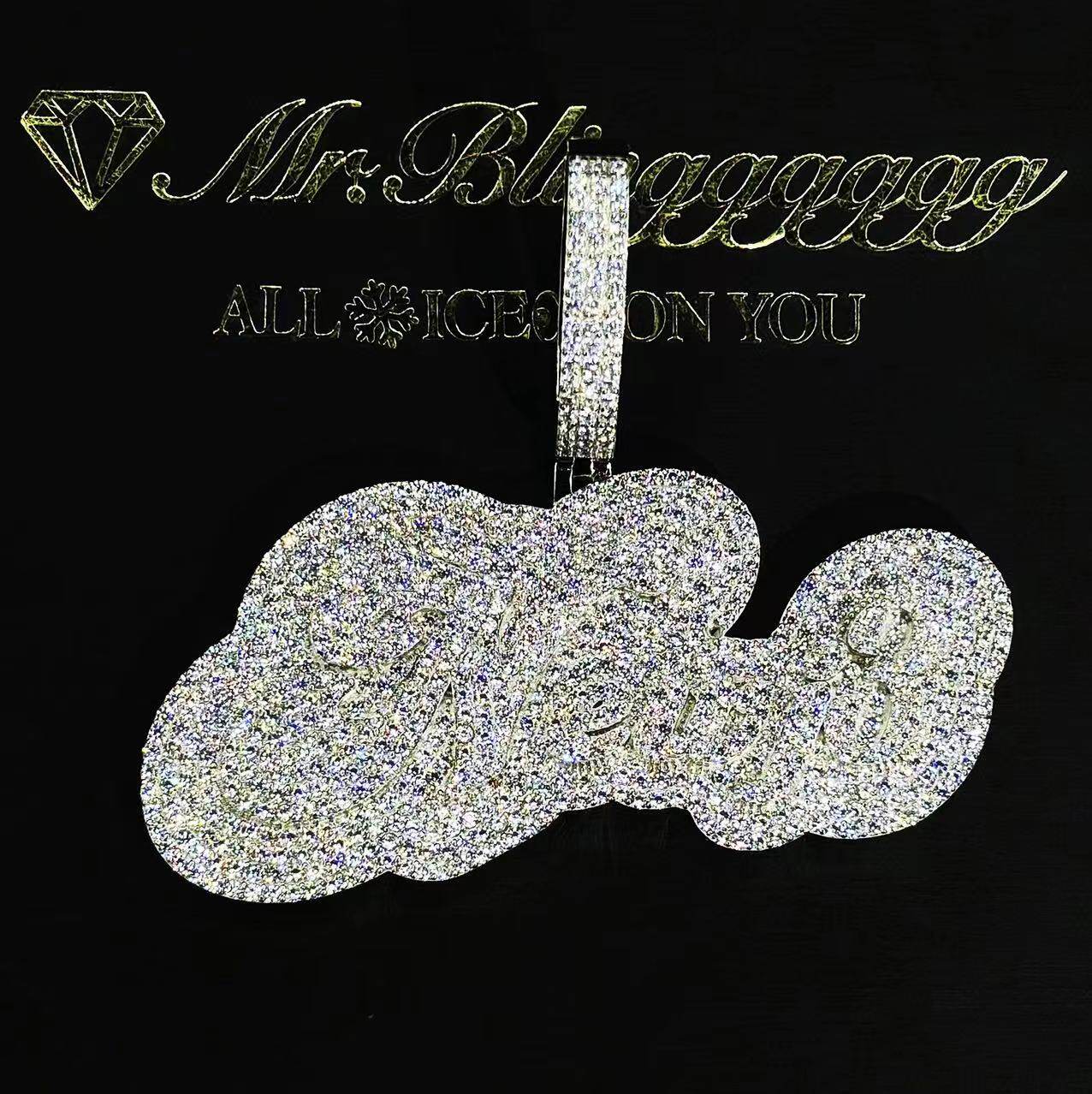 Mr.Blingggggg European and American hip-hop jewelry, customized 925 silver solid diamond three-dimensional letter pendant