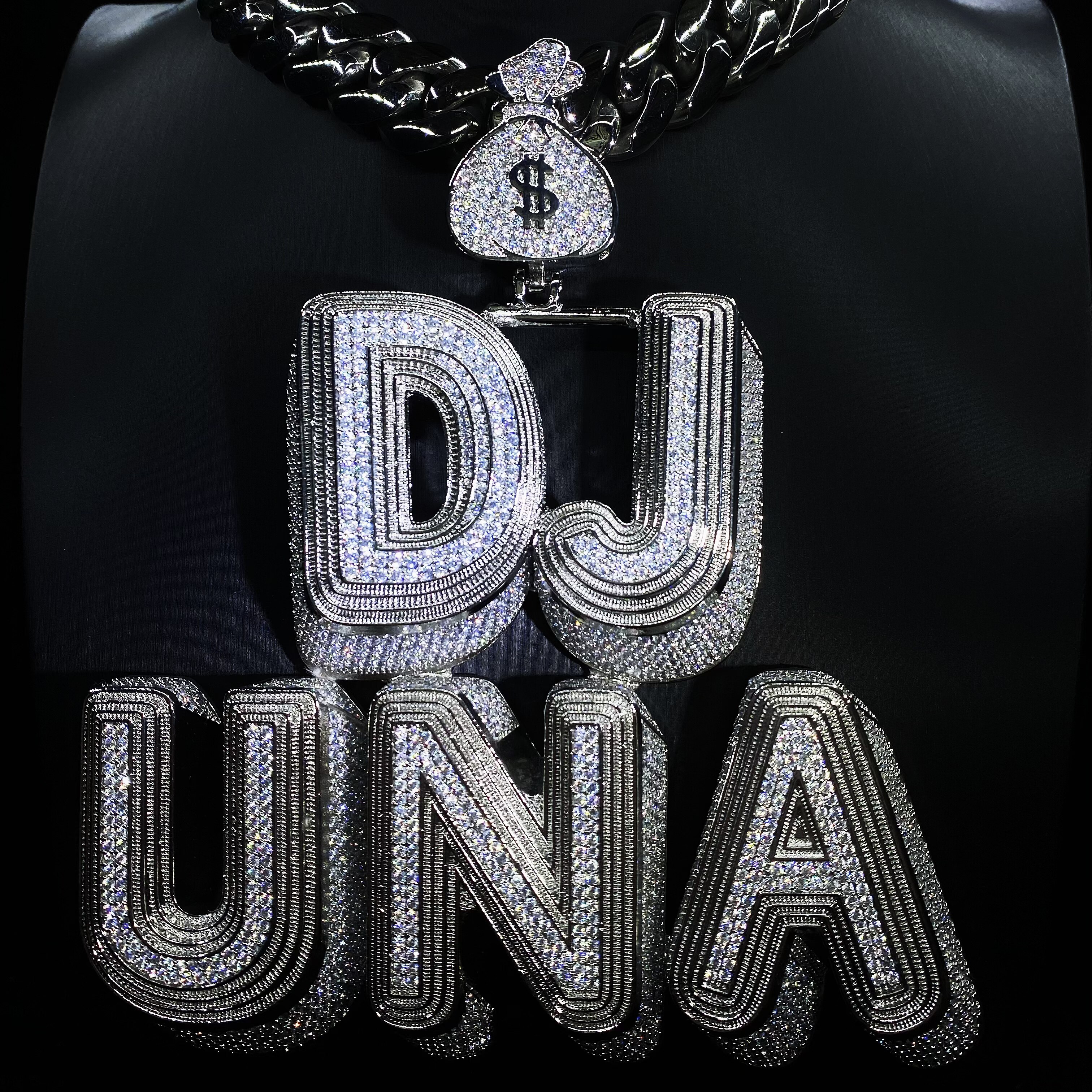 Mr.Blingggggg European and American hip-hop jewelry customized large three-dimensional side full diamond money bag buckle letter pendant