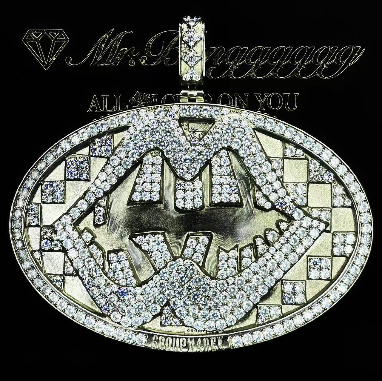Mr.Blingggggg European and American hip-hop jewelry customized GROUPMAREK belt buckle modified with inlaid pendant