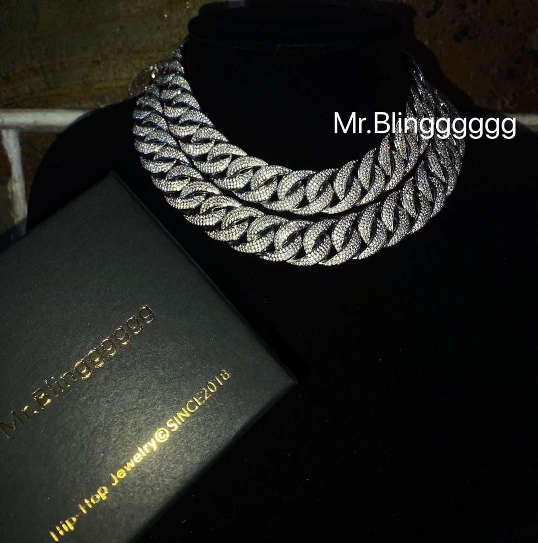 Mr.Blingggggg European and American hip-hop jewelry Travis Scott's same 18MM super dense Cuban chain
