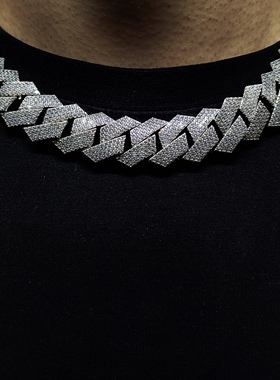 Mr.Bling四排钻镶嵌菱形古巴链