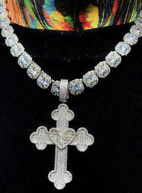 Mr.Bling情侣款混镶心十字架吊坠