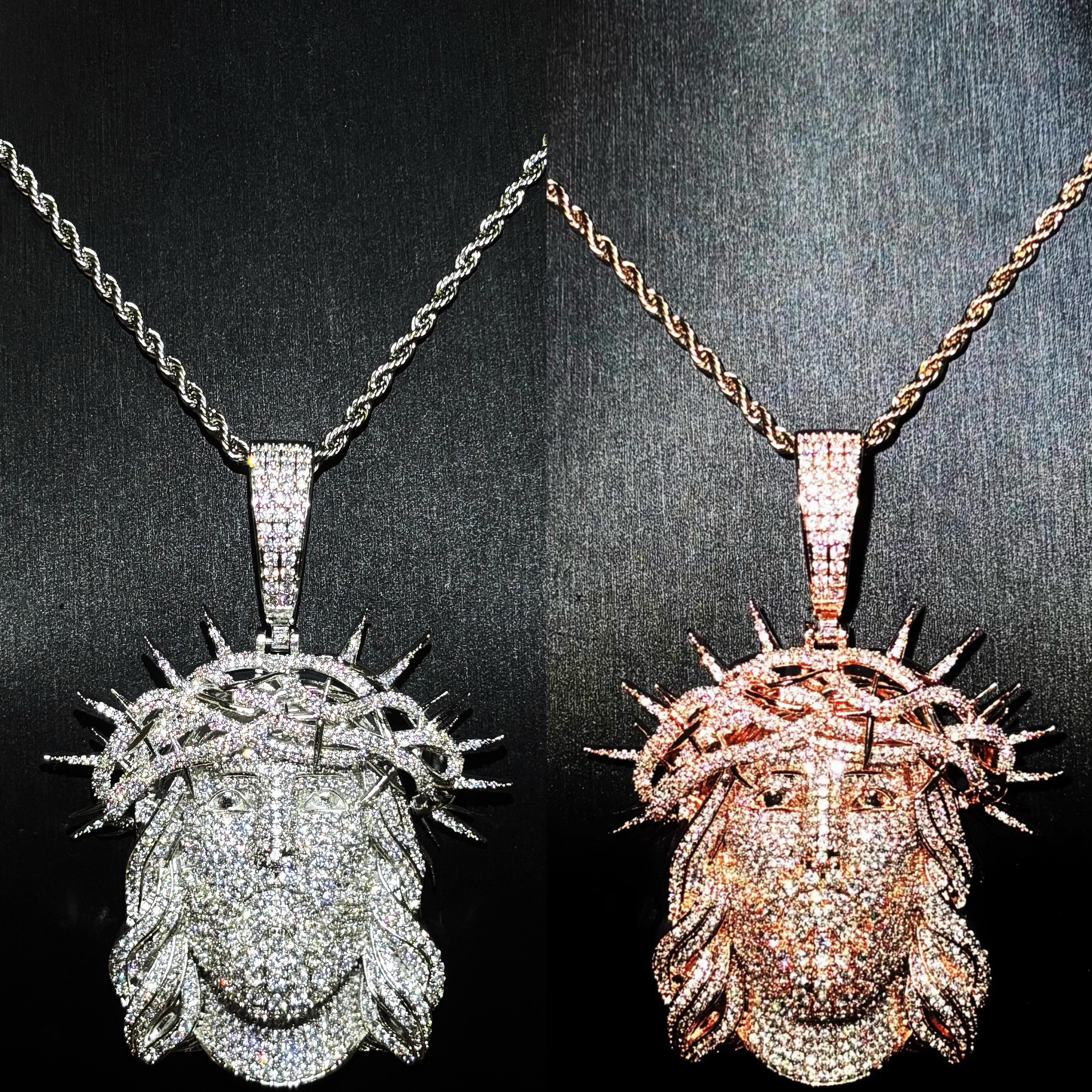 Mr.Blingggggg European and American hip-hop jewelry full of diamonds mixed with thorns crown avatar rap pendant