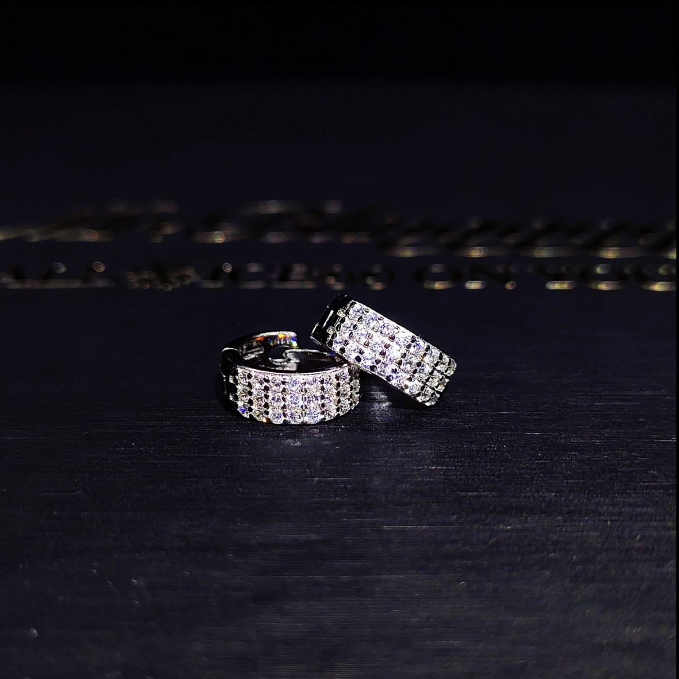 Mr.Blingggggg European and American hip-hop jewelry S925 sterling silver full diamond three-row earrings ear needle rap accessories