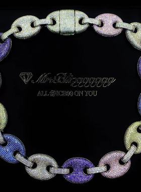 Mr.Blingggggg欧美嘻哈珠宝 Travis Scott同款25mm彩色钻猪鼻项链