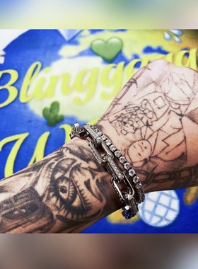 精钢竹节链情侣不掉色满钻镶嵌