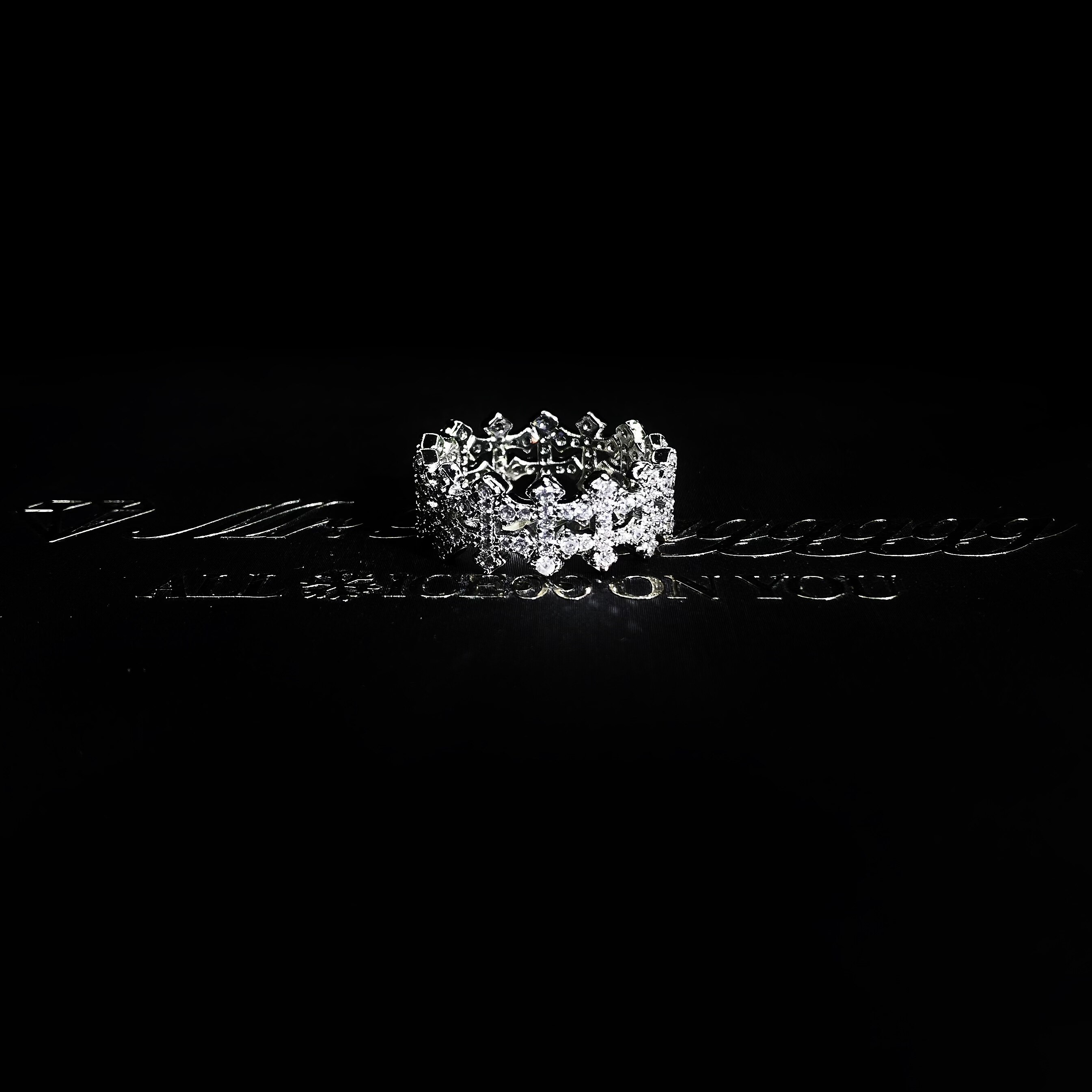 Mr.Blingggggg European and American hip-hop jewelry full of diamonds personalized couple style rap versatile cross ring