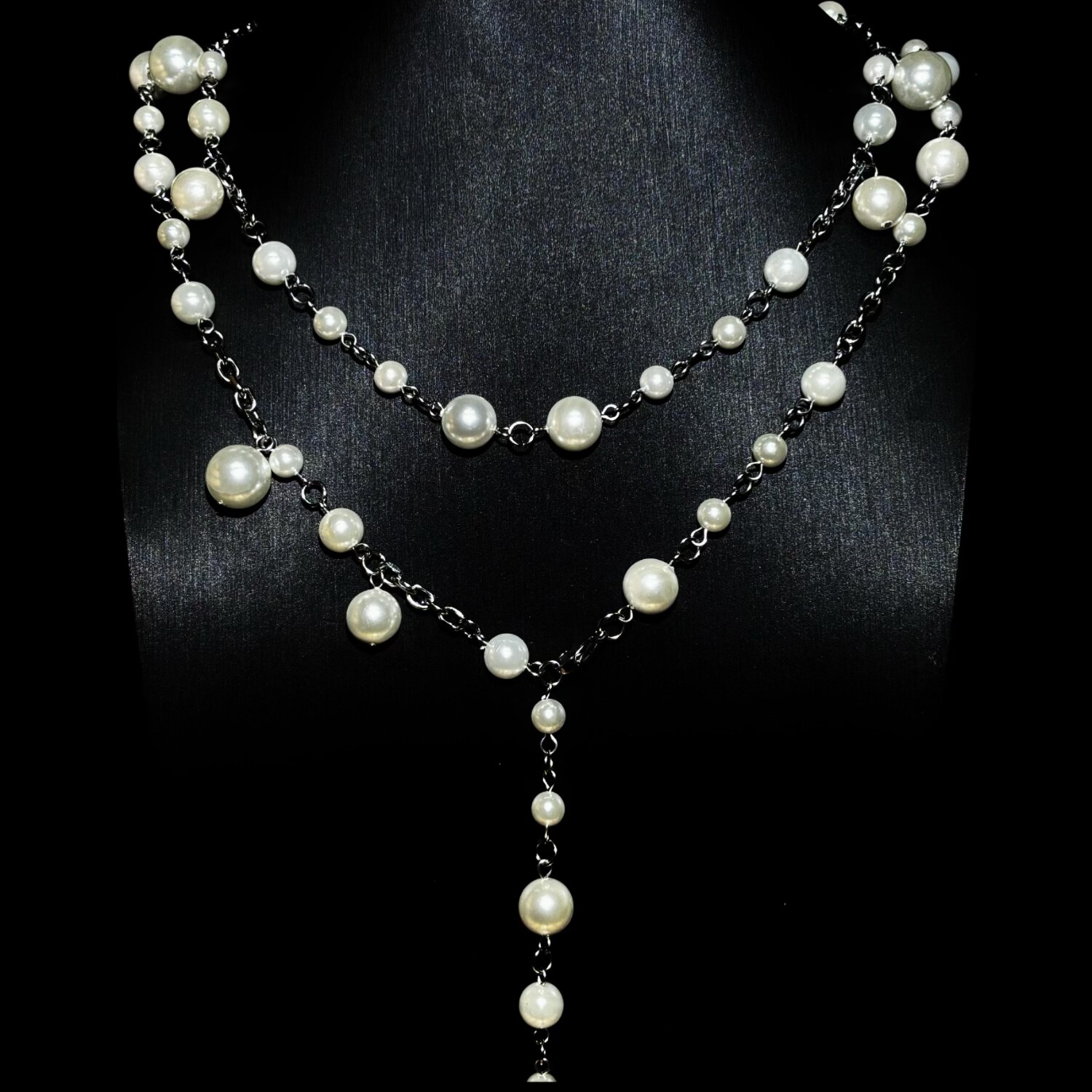 Mr.Blingggggg European and American hip-hop jewelry A$AP Rocky's same style bow tie non-fading pearl necklace