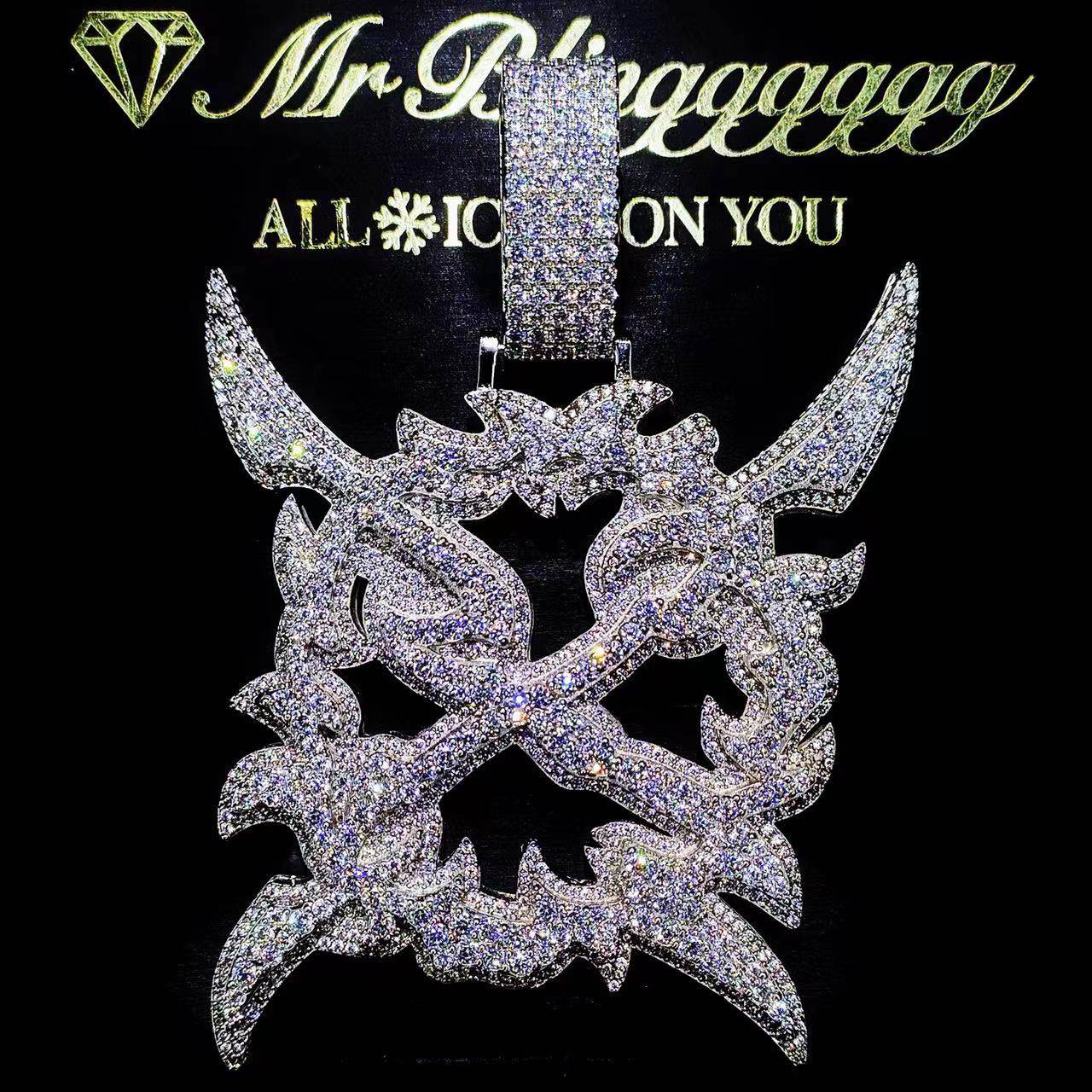 Mr.Blingggggg European and American hip-hop jewelry Ken Carson's same style full diamond large rage pendant
