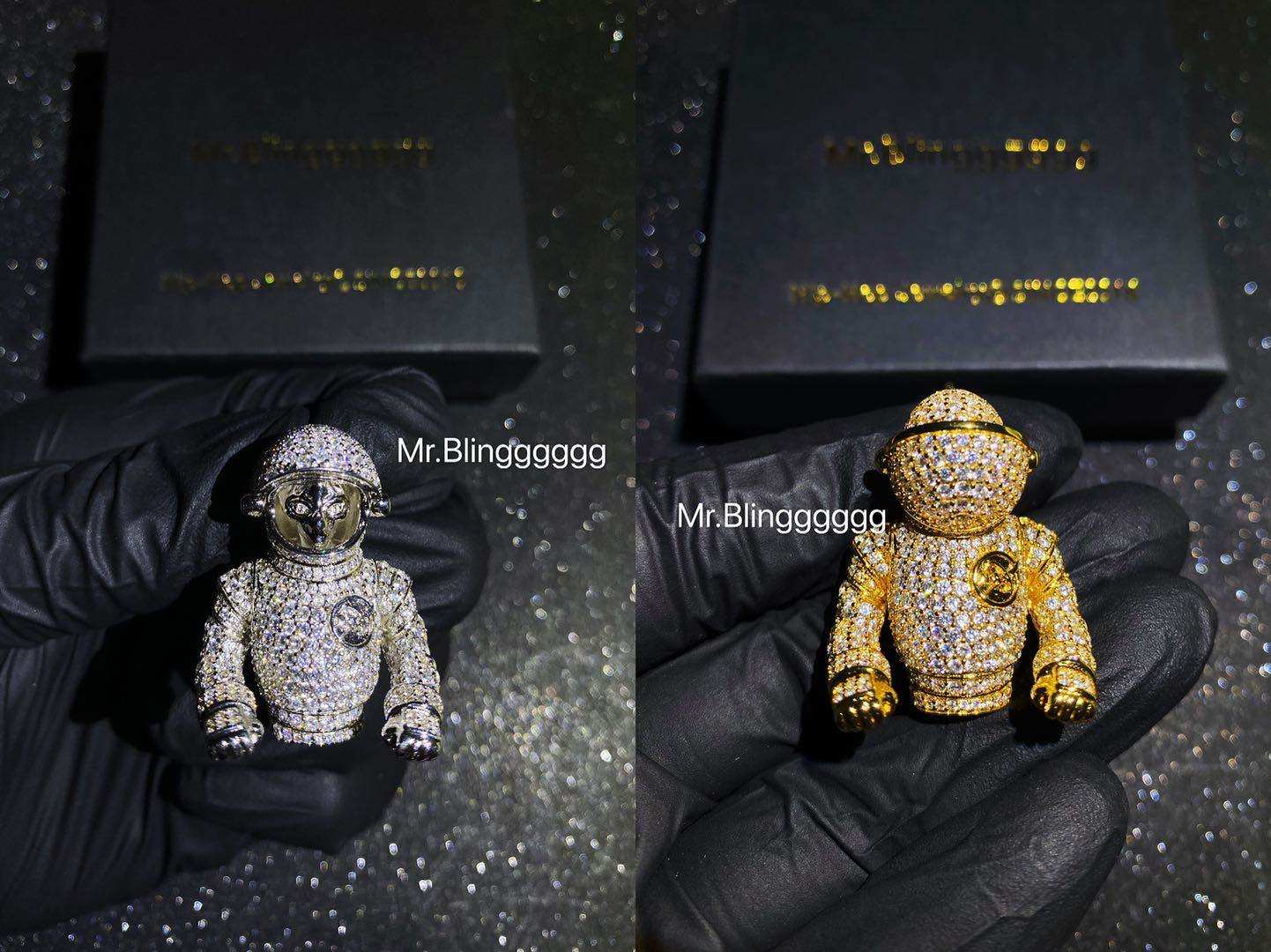 Mr.Blingggggg European and American hip-hop jewelry takeoff same style full diamond nasa astronaut solid pendant