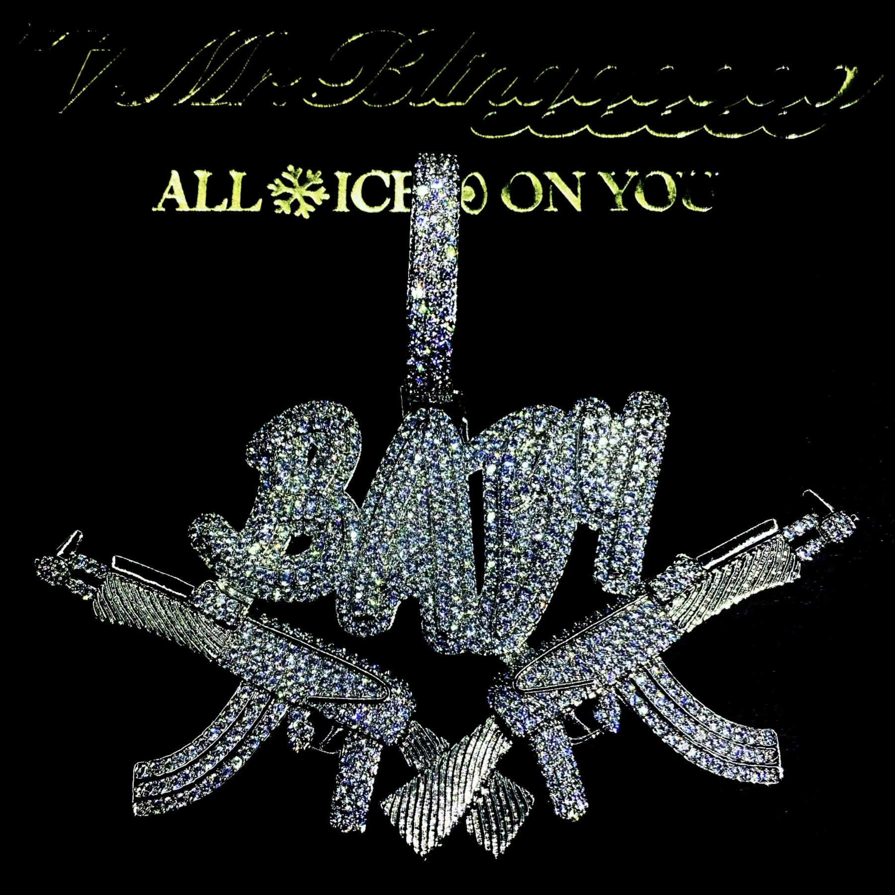 Mr.Blingggggg European and American hip-hop jewelry full diamond BABY-AK47 double gun letter domineering rap pendant