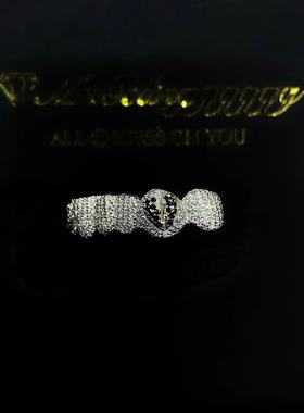 Mr.Blingggggg欧美嘻哈珠宝 定制莫桑钻EMO字母心碎钻牙grillz