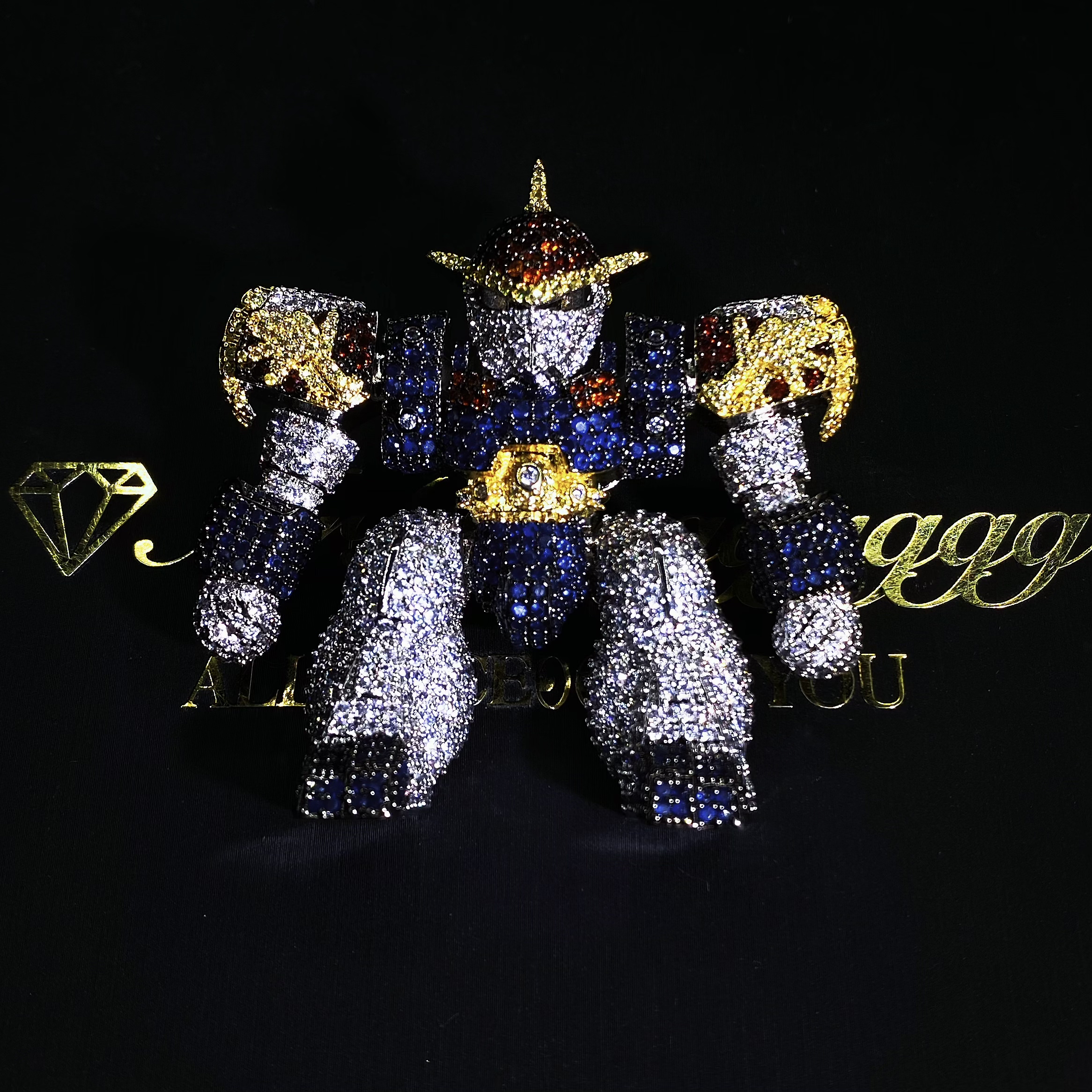 Mr.Blingggggg European and American hip-hop jewelry 3D solid full diamond Ma Siwei Shenlong Fighter three-dimensional pendant