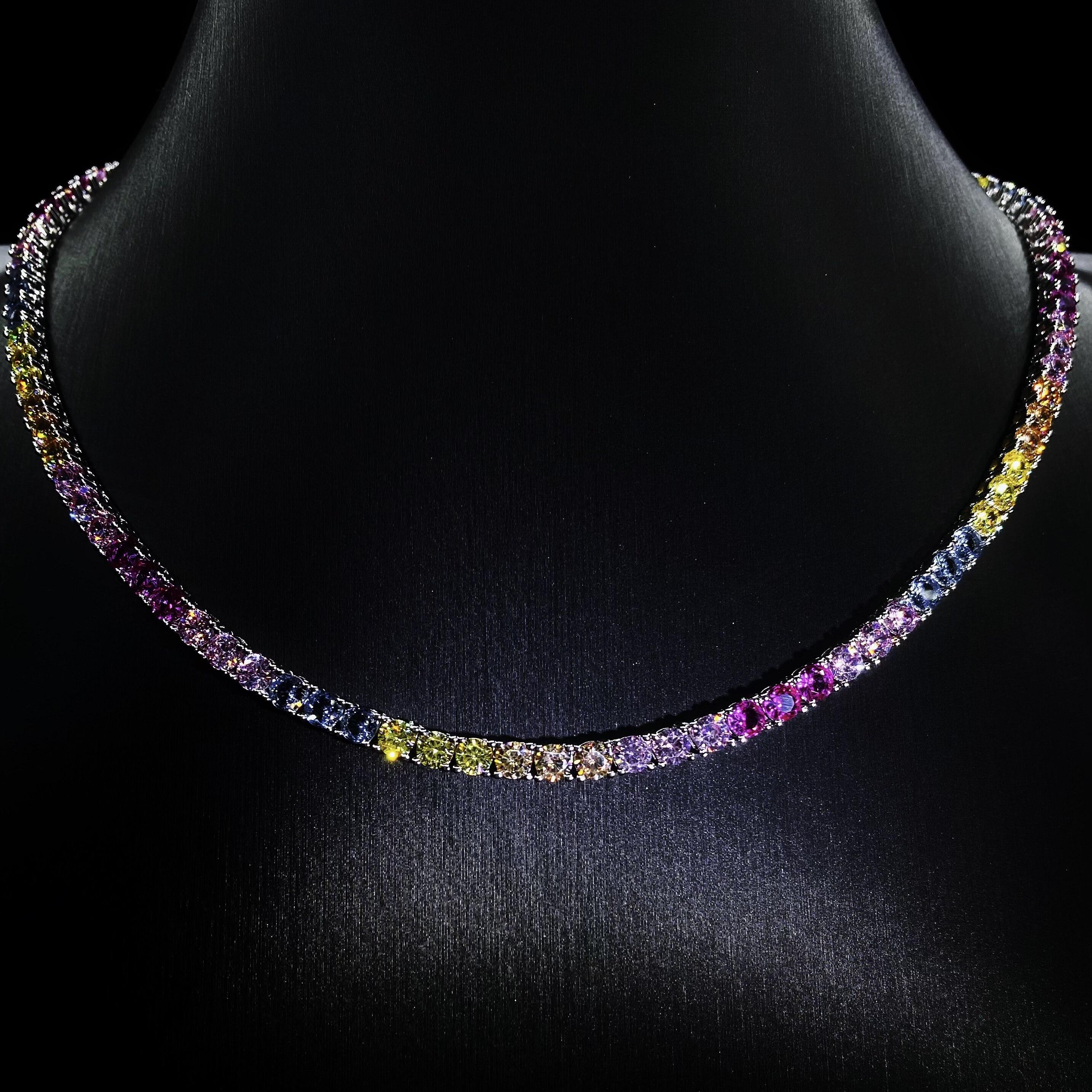 Mr.Blingggggg European and American hip-hop jewelry supports any customization, full diamond gradient color tennis chain