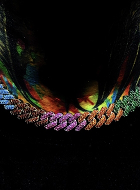 Mr.Bling彩虹色菱形情侣款古巴链