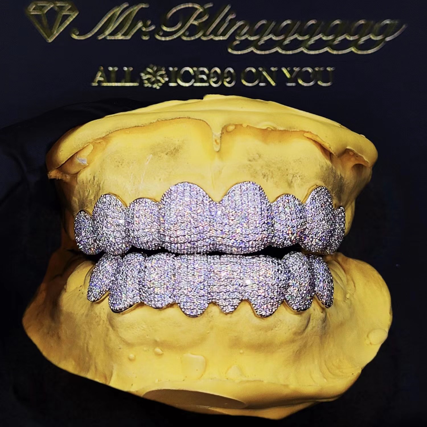 Mr.Blingggggg European and American hip-hop jewelry, private custom-made upper 8 lower 8 moissanite rapper's same style diamond teeth