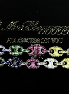 Mr.Bling满钻12mm彩色猪鼻古巴链