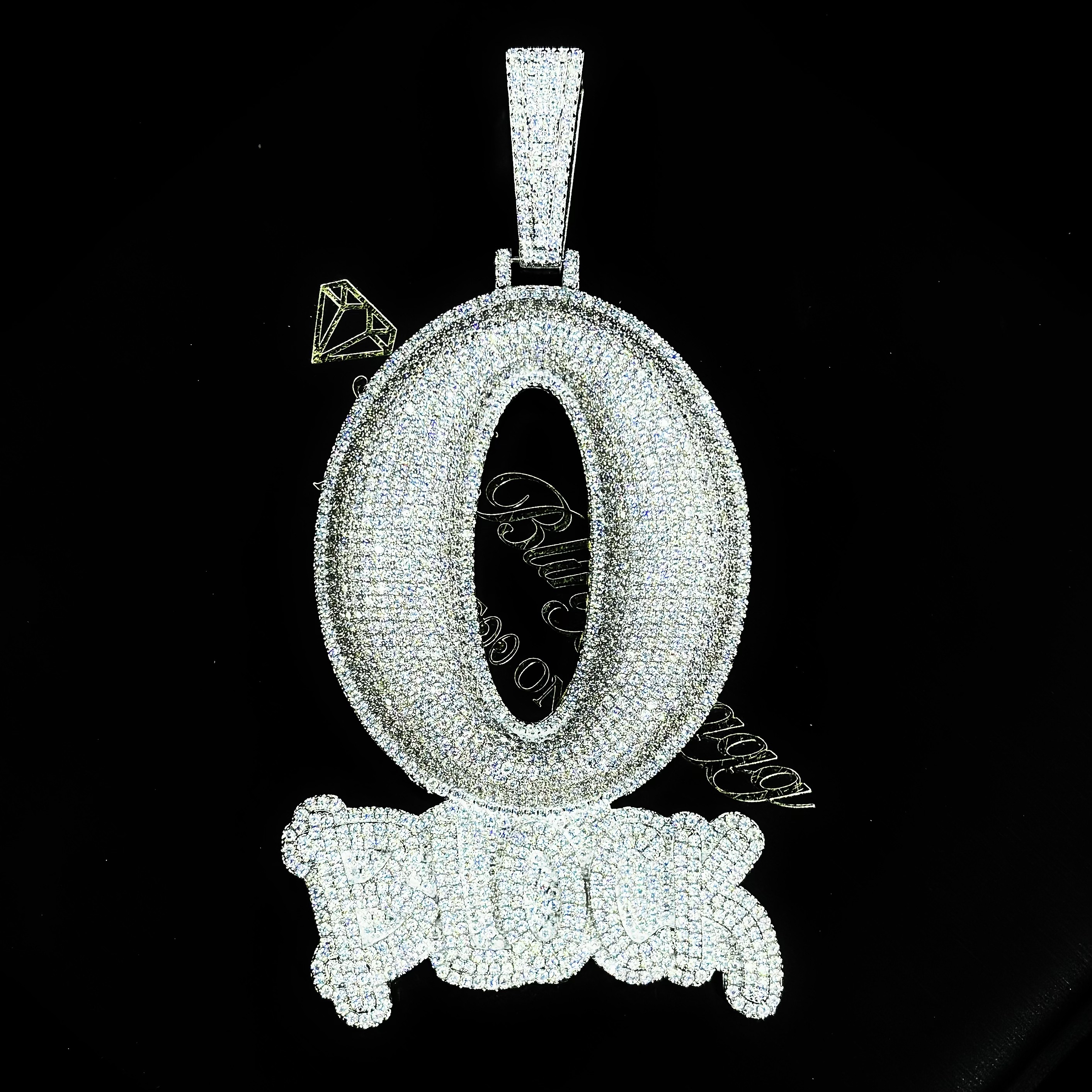 Mr.Blingggggg European and American hip-hop jewelry King Von's same full diamond OBLOCK original large pendant