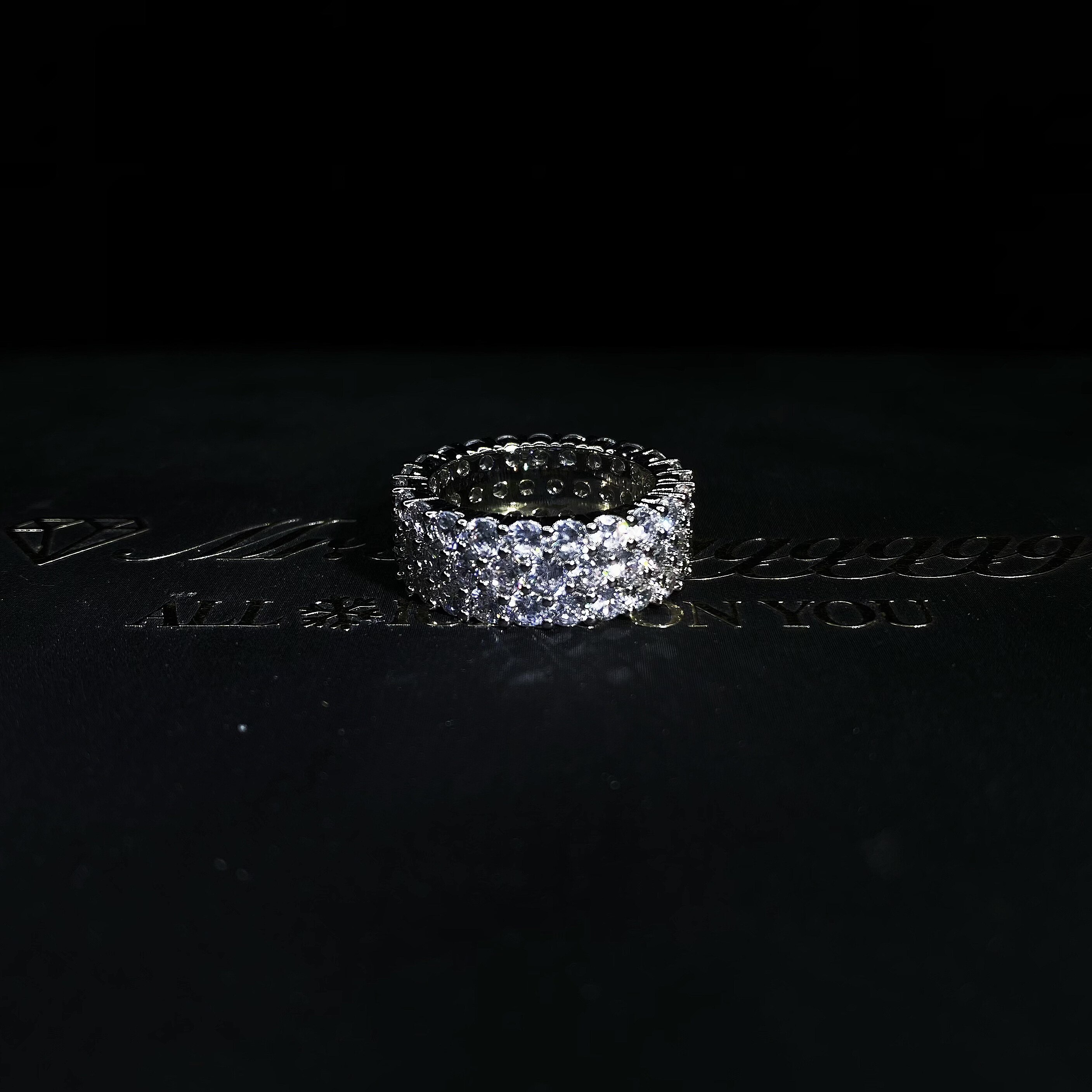 Mr.Blingggggg European and American hip-hop jewelry full of diamonds, three rows of diamonds, ultra-flash rap rapper’s same style ring