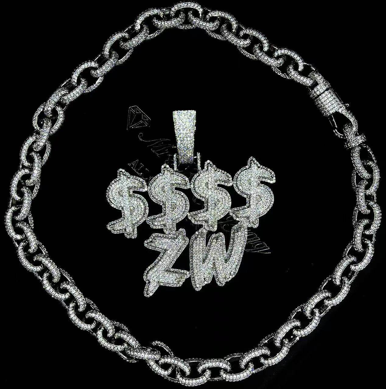 Mr.Blingggggg European and American hip-hop jewelry full diamond customized three-dimensional double-layer letter symbol splicing pendant