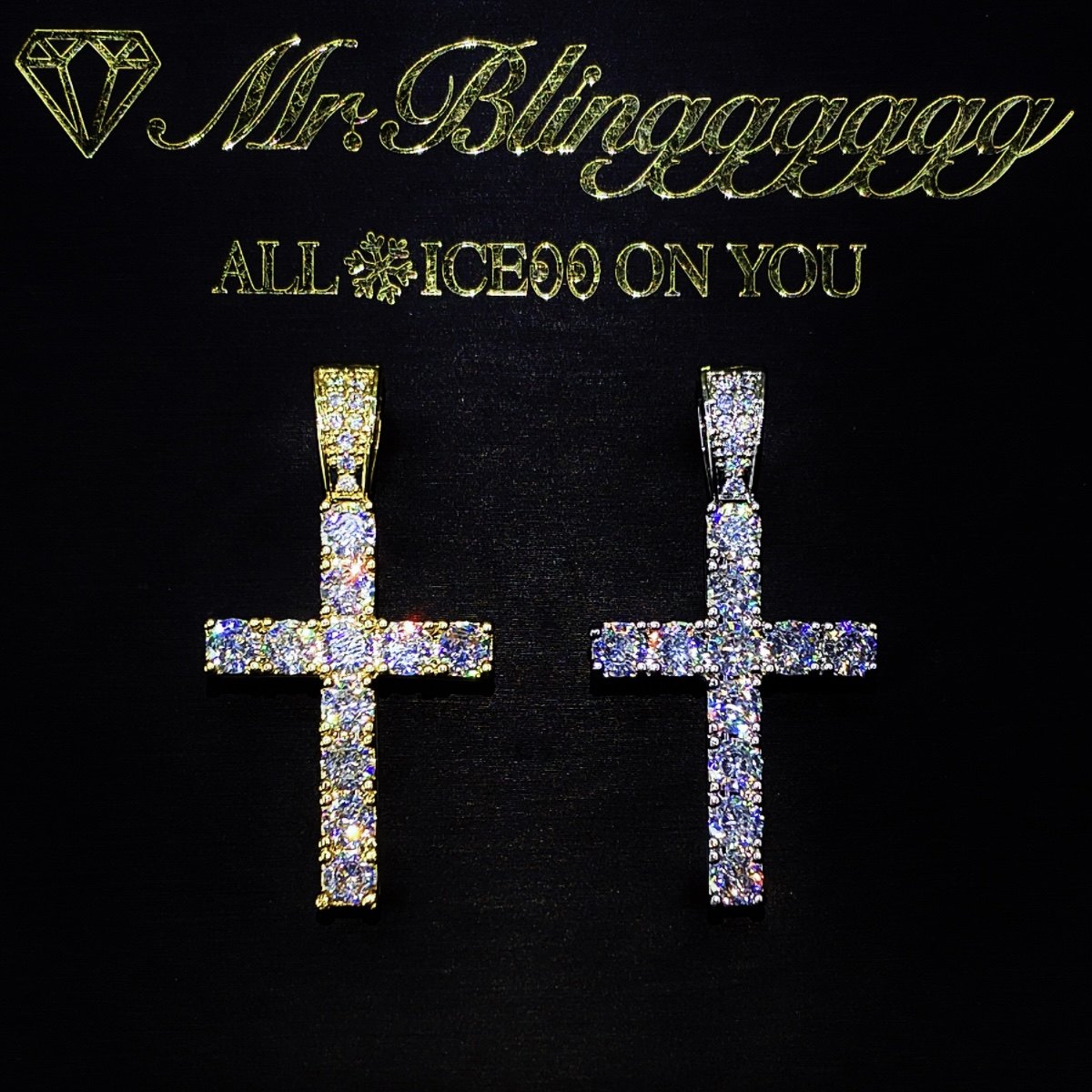 Solid basic cross pendant with oil dripping on the side that can be luminous