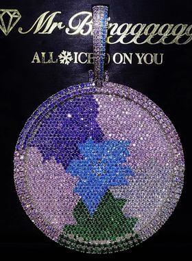 Mr.Bling满钻彩虹拼色圆盘吊坠