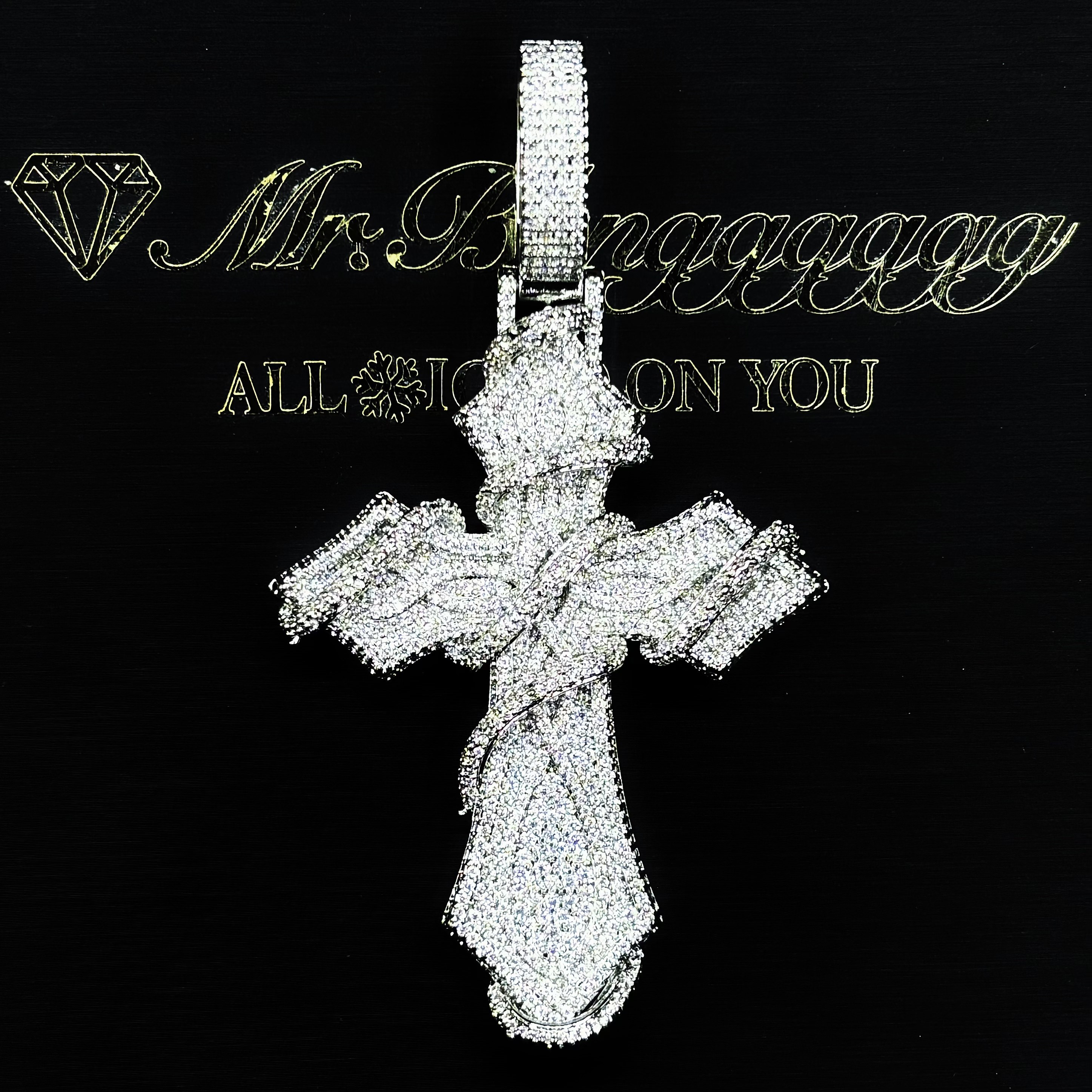 Mr.Blingggggg European and American hip-hop jewelry DDG same three-dimensional diamond-wrapped couple's cross pendant