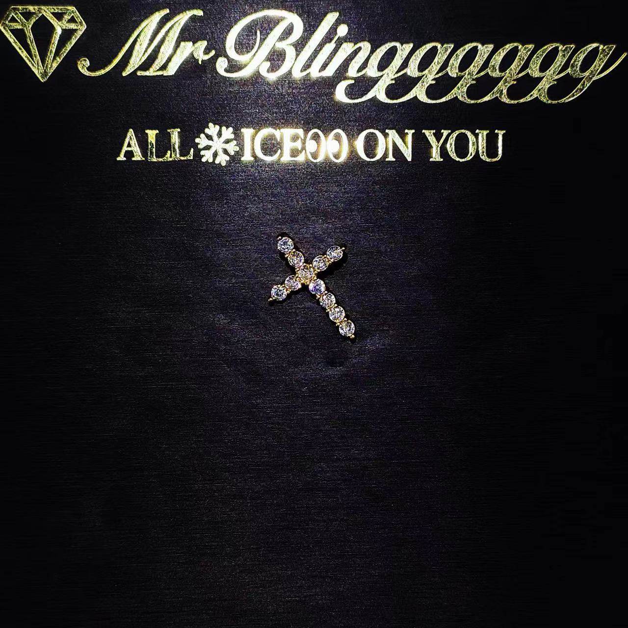 Mr.Blingggggg European and American hip-hop jewelry S925 silver Ma Siwei's same gold small cross pendant