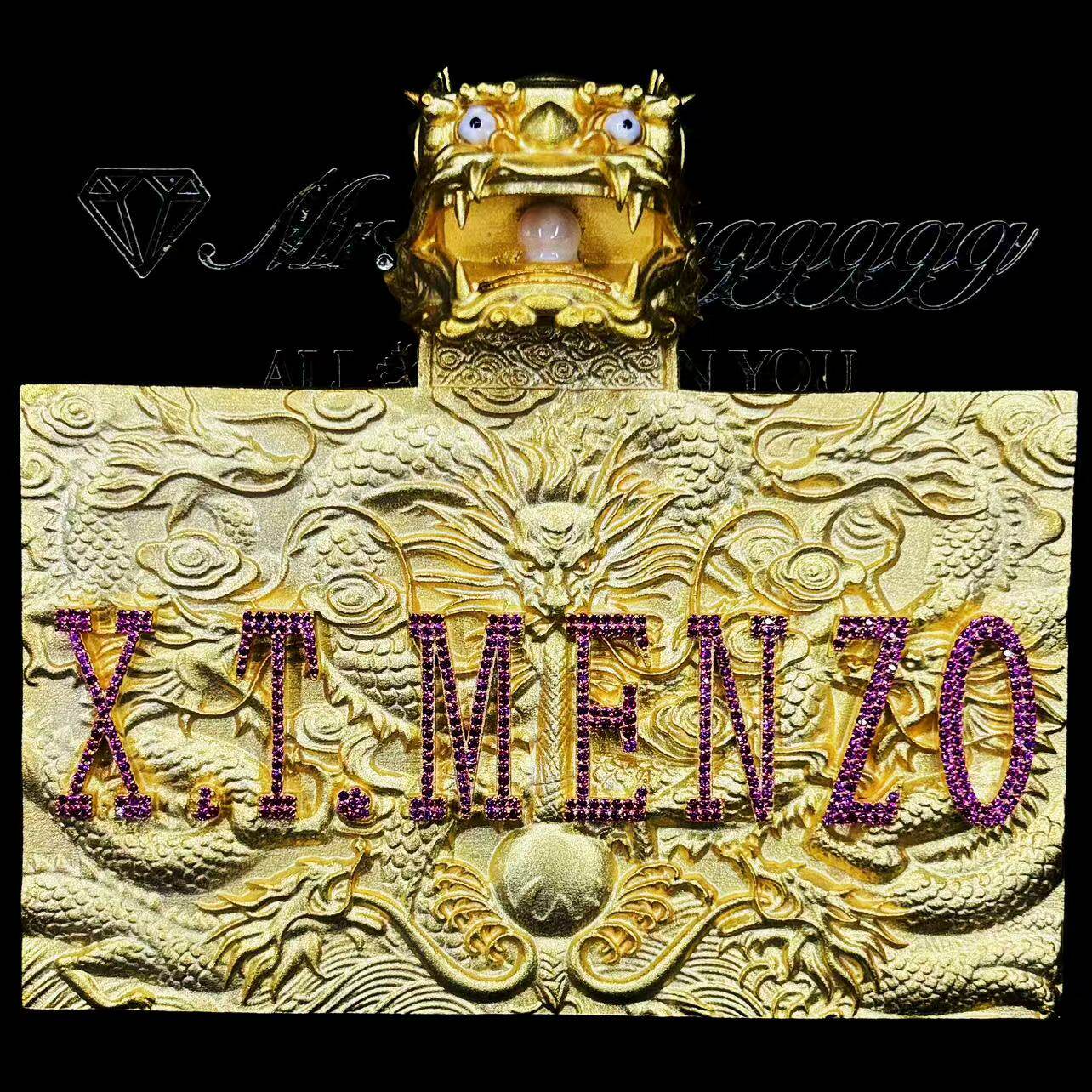 Mr.Blingggggg European and American hip-hop jewelry privately customized Luzhou Jinlong Temple Moissanite letter dragon pendant