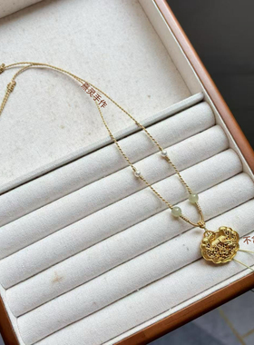 原创天然翡翠和田玉项链锁骨链简约高档精致挂绳如意款佛公平安扣