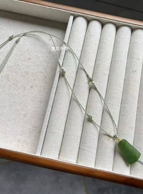 手工编织高档精致女项链锁骨链毛衣链挂黄金锁和田玉佛平安扣吊坠