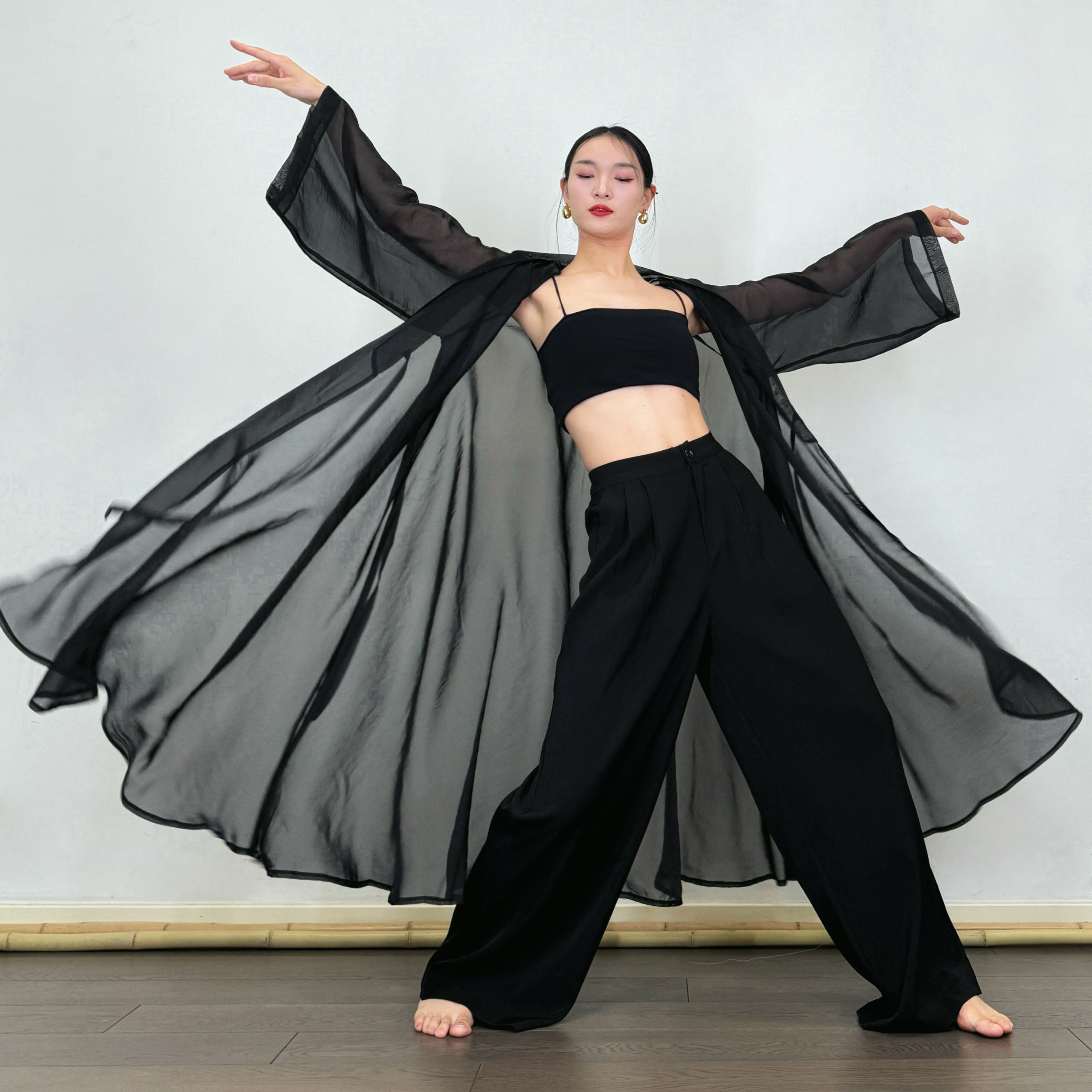 粉墨千秋 白色宽袖插肩袖大摆开衫古典舞纱衣,淘宝优惠券,粉丝福利购,淘宝优惠卷