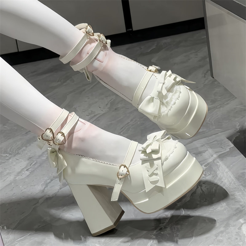 甜心芙芙原创Lolita鞋洛丽塔高跟鞋女lo鞋可爱蝴蝶结圆头粗跟单鞋,淘宝优惠券,粉丝福利购,淘宝优惠卷