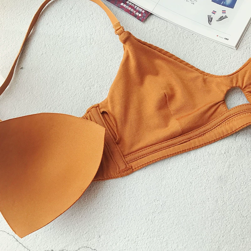 Breast pads, cotton comfortable underwear, ultra thin wireless bra, thin set, french style, simple and elegant design