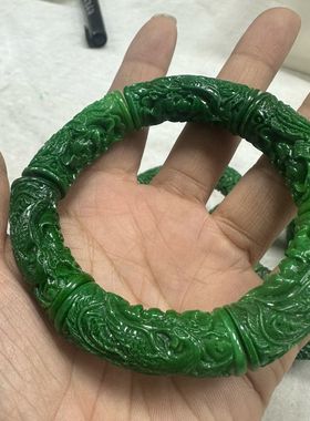 玉阅珠宝翡翠龙珠手串复古雕刻