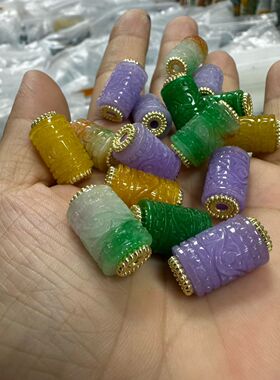 翡翠AB料复古手工串珠隔珠材料