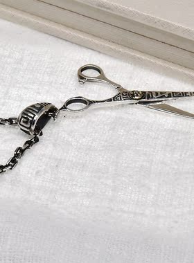 花纹印第安迷你小剪刀纯银吊坠