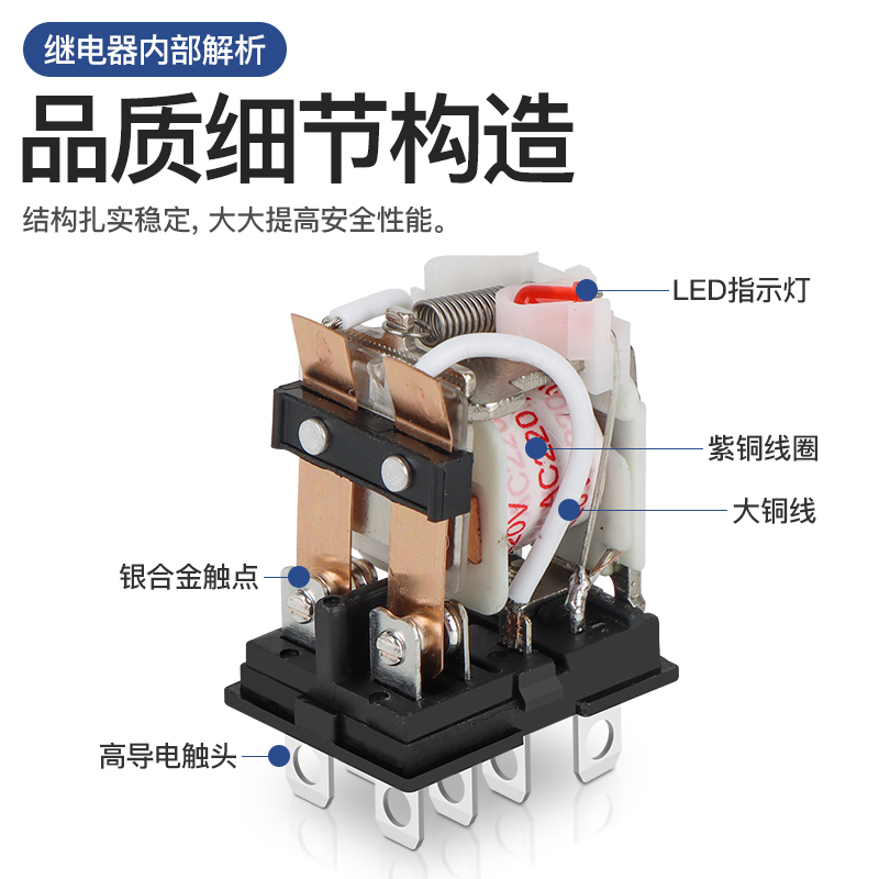 日科HH52P小型中间继电器54P/HH53P/JQX-13F 220V交流DC12V 24V-图0