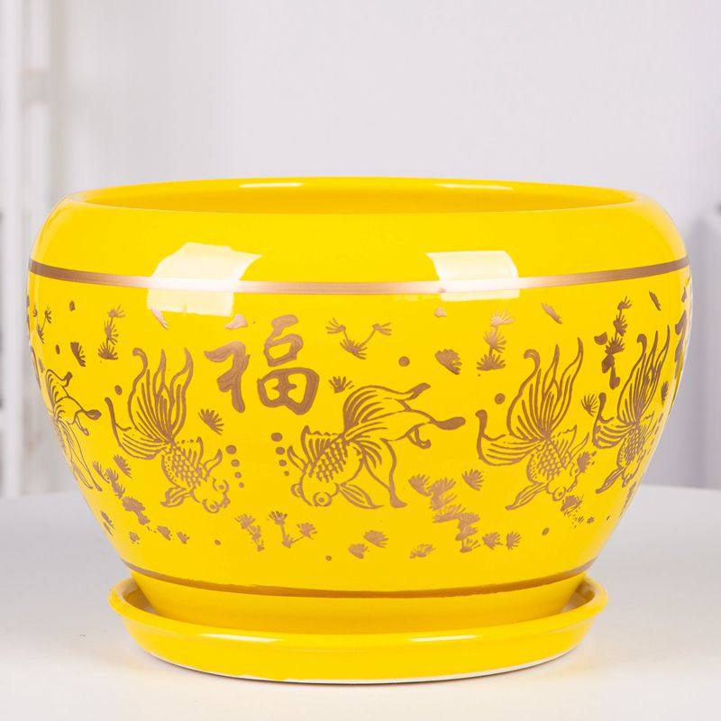 简约创意苹果画金花盆陶瓷特大号客厅室外阳台个性绿植盆清仓特价,淘宝优惠券,粉丝福利购,淘宝优惠卷