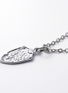 钛钢十字链情侣盾牌项链