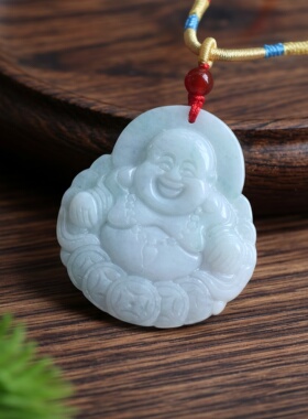 缅甸翡翠A货金钱佛吊坠