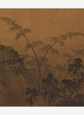 新品元 孙君泽 高士观眺图山水画古画装饰画高清微喷复制临摹素材