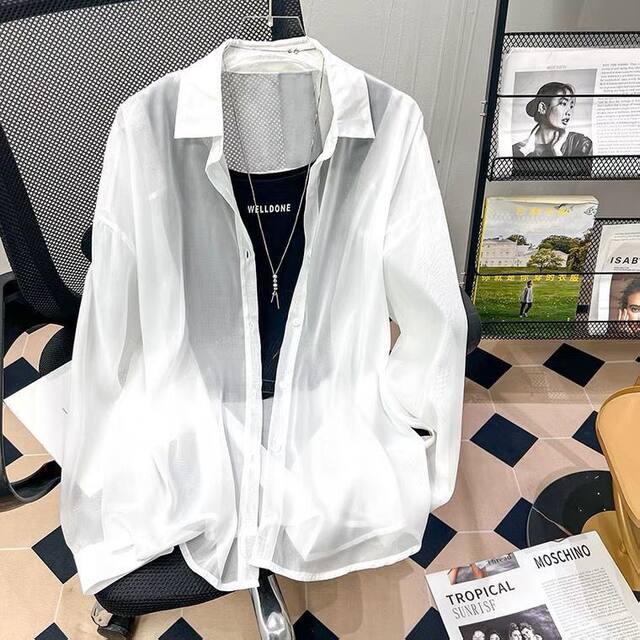 Women's summer ice silk thin chiffon shirt