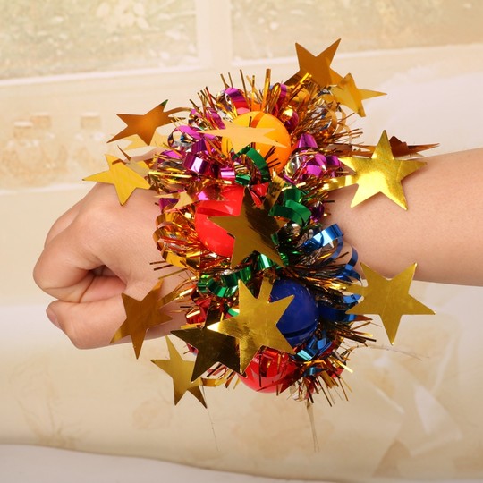 六一儿童表演舞蹈道具幼儿园跳舞手腕花运动会开幕式入场铃铛手环