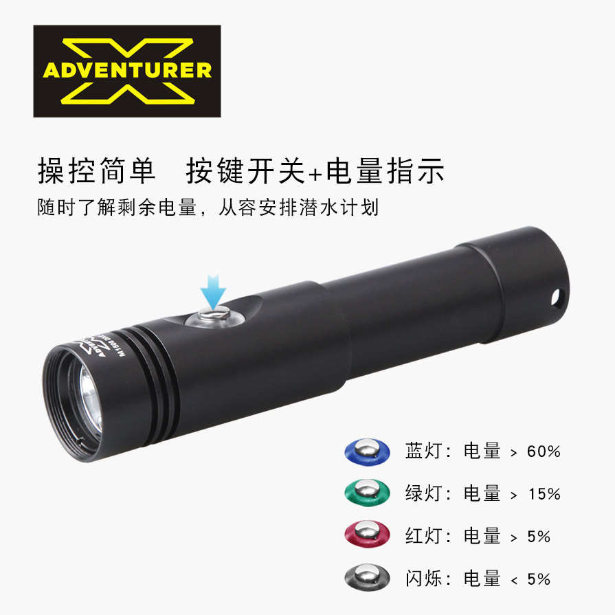 X-ADVENTURER 探险家M1500 潜水灯专业防水手电筒夜潜备用光源 - 图2