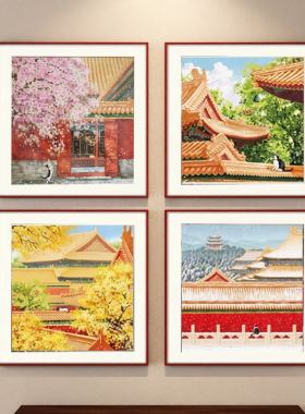 故宫四季铝合金拼图相框挂墙定制