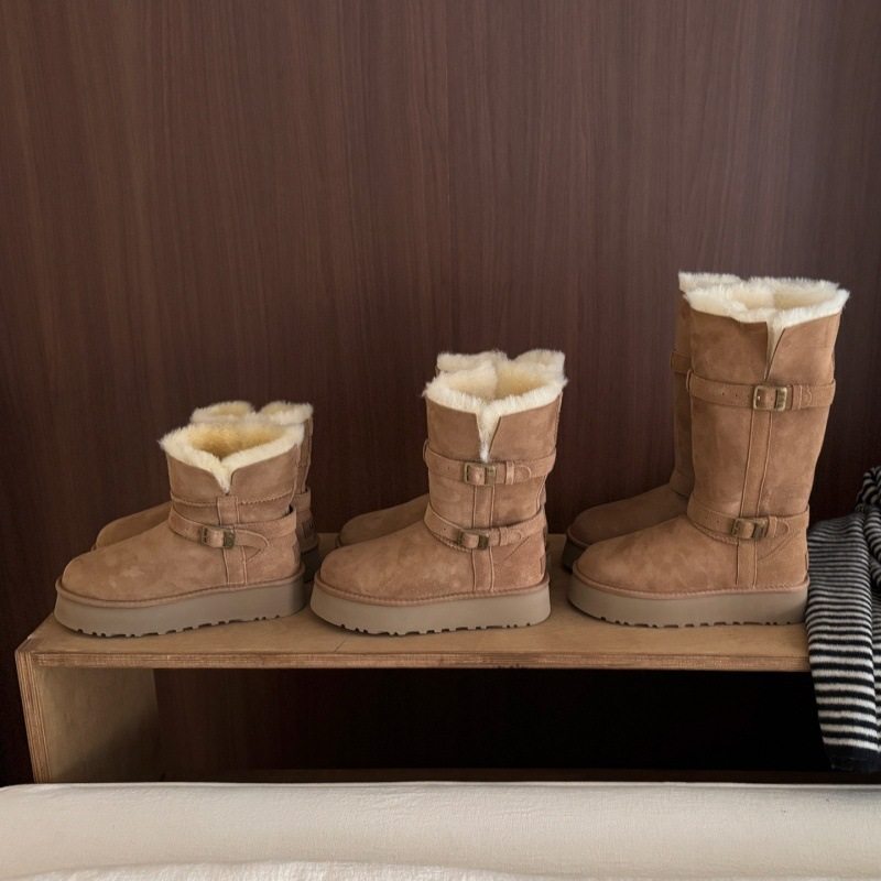 2025高筒羊毛一体厚底骑士靴女款雪地靴金属扣高筒厚底羊毛雪地靴,淘宝优惠券,粉丝福利购,淘宝优惠卷